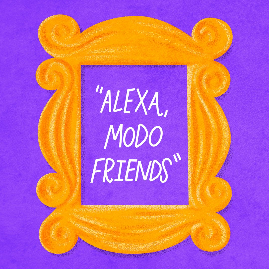 AlexaBR's tweet photo. Friends faz 28 anos hoje! Qual é a sua frase preferida da série? Diga “Alexa, modo Friends” e muito provavelmente você vai escutá-la! https://t.co/y3ZIsm0wXh