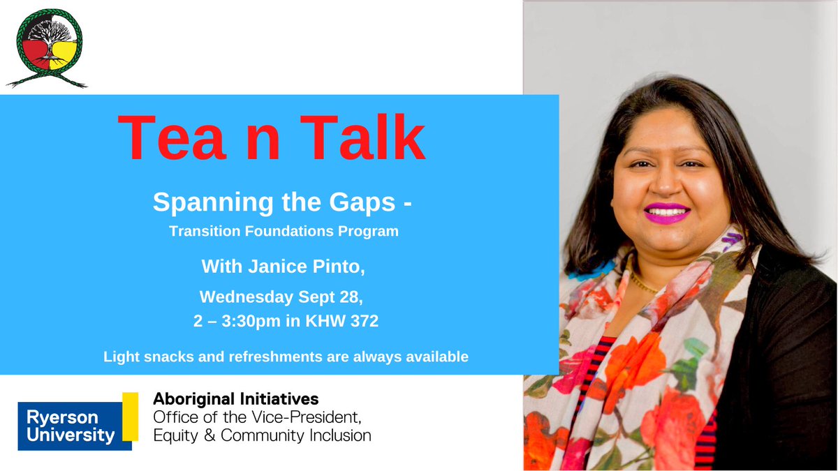 Looking forward to this in-person Tea ‘n Talk • Thank you @RASS_Peers @TMU_Aboriginal <a href="/TorontoMet/">Toronto Metropolitan University</a> for this wonderful invite to share info about @SpanningTheGaps @ChangSchool on Wed, 28 September 2022 • See you there!! •