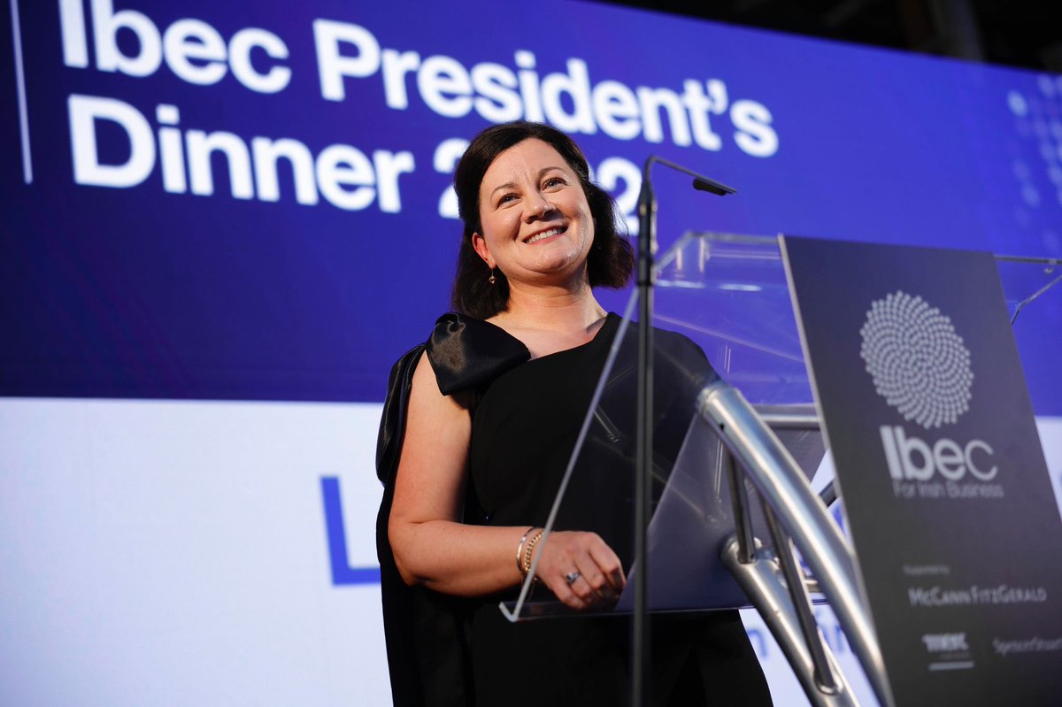 Delivering the keynote at the Ibec President’s Dinner, CEO of Coillte &amp; incoming President Imelda Hurley says it’s imperative that we do not lose focus of the long-term challenges we face as a society, particularly the climate emergency crisis 

#IbecPresidentsDinner