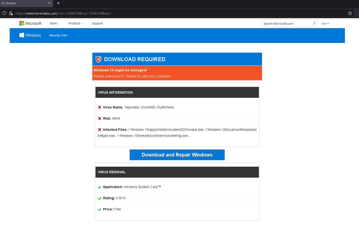 d1savow3d's tweet image. Couple of #fakescanner leading to McAfee checkout page 🫤
https://wowshortvideos[.]com/?rzi=1913510&amp;amp;rsz=1913510&amp;amp;rid=
https://wowshortvideos[.]com/?rzi=1934318&amp;amp;rsz=1934318&amp;amp;rid=
#phishing #infosec @McAfee