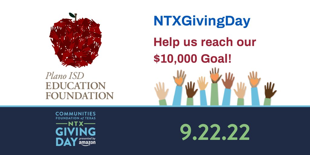 PISDEF's tweet photo. So far we are at 36% of our $10,000 goal. Give today to the Plano ISD Education Foundation. All donations support students, teachers and staff in Plano ISD. https://t.co/GBZsJWo7Ct #believeplanoisd #NTxGivingDay #DedicatedToCaring https://t.co/qARH1UTOlP