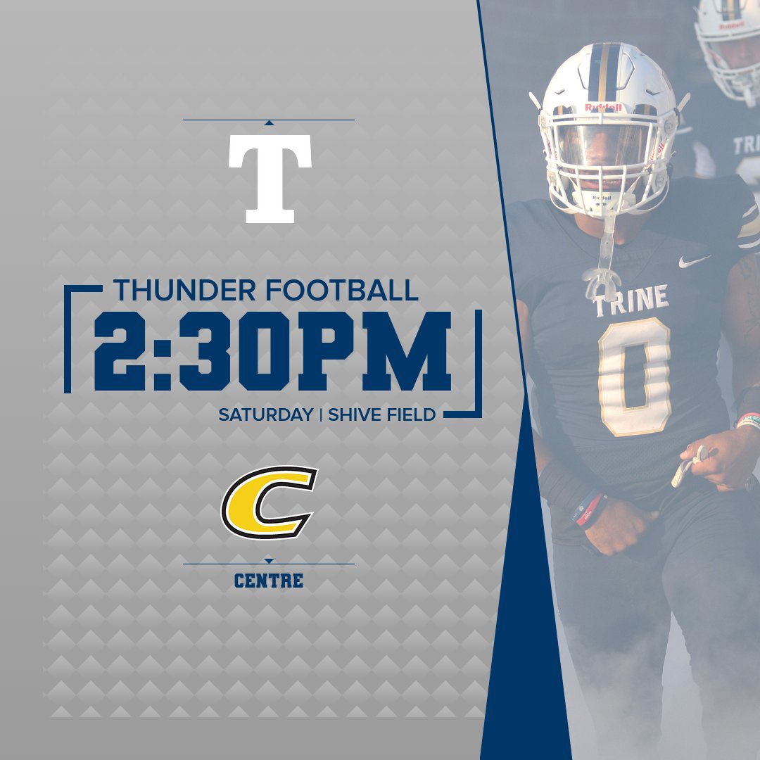 TrineAthletics's tweet photo. The Thunder are back at home this Saturday🏈😤 #GoThunder #TrineNation https://t.co/4vOuAbUzsP