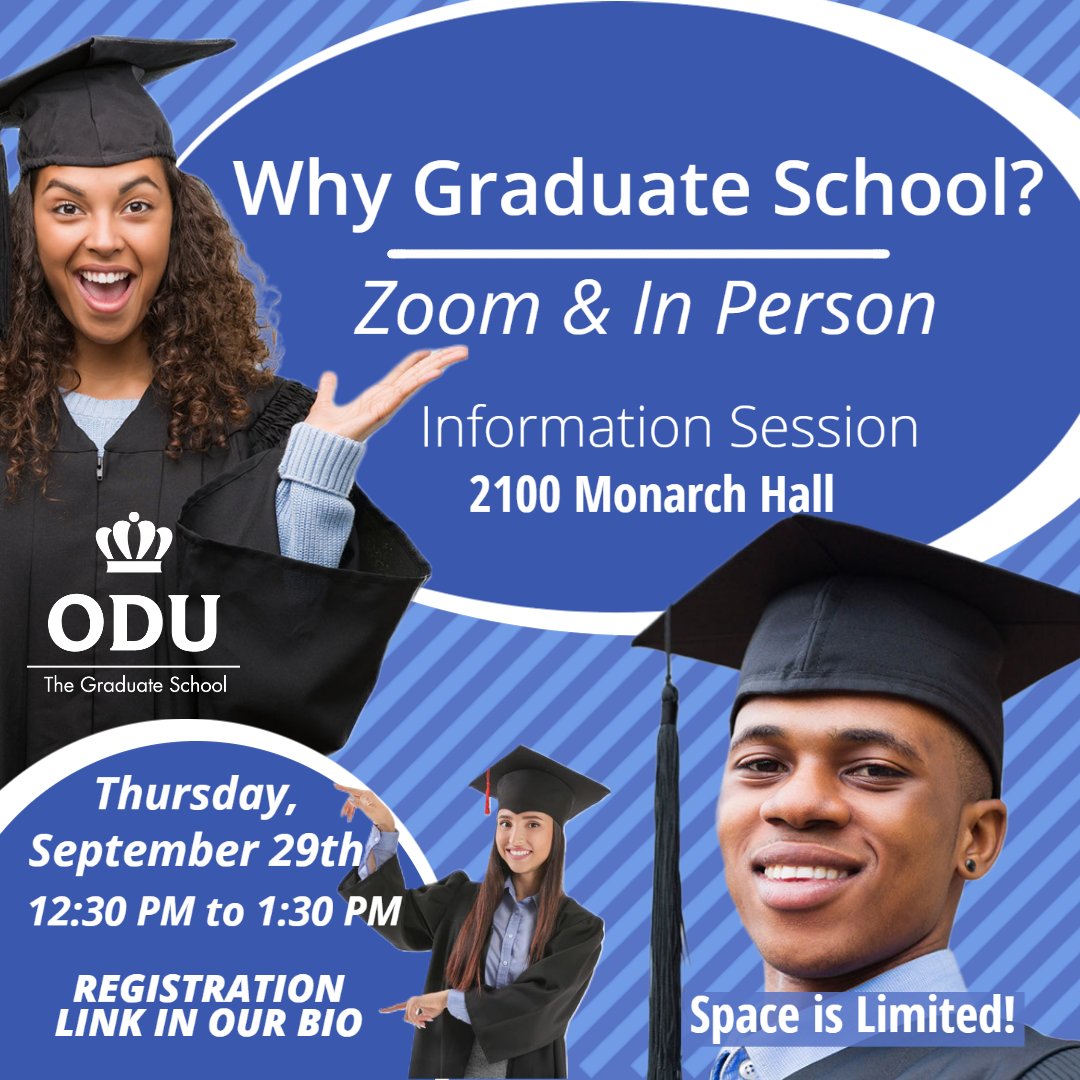 Do you have a lot of questions about graduate school? Come to the Why Graduate School Information Session on Thursday, 9/29 from 12:30 pm to 1:30 pm. Register at  bit.ly/WGSSeptember20… a spot (space is limited) or opt for the Zoom link. We hope to see you there!