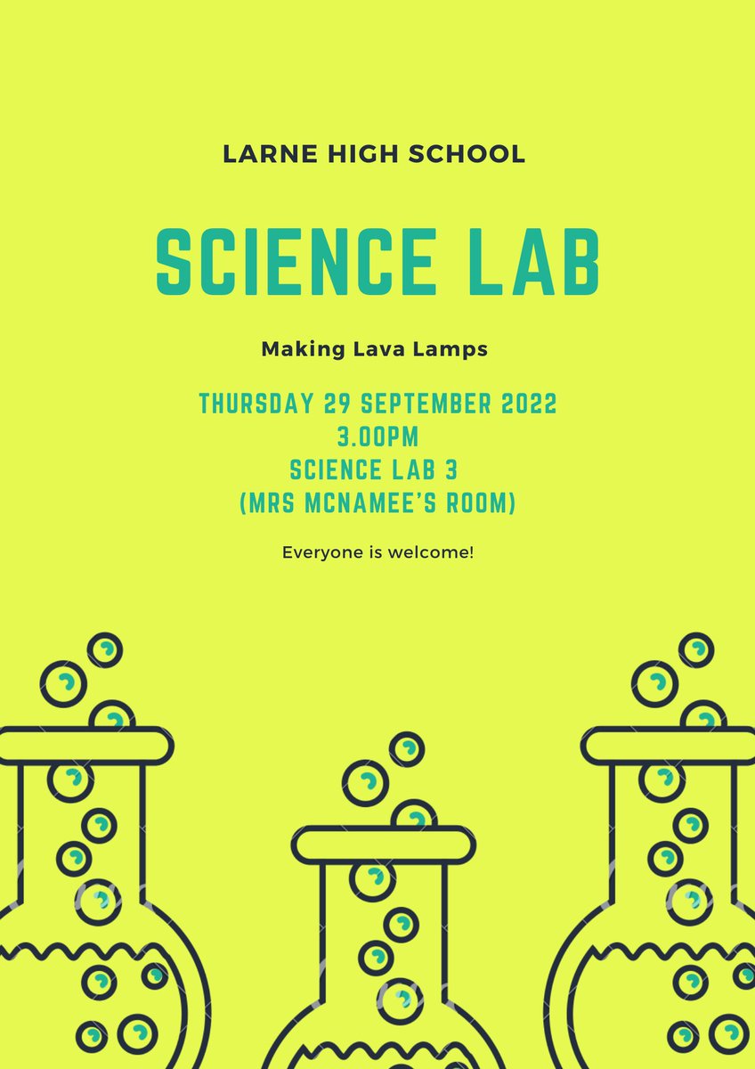 LHS_Sci's tweet photo. 🧪🔬🥼Join us in Science Lab next Thursday in Mrs McNamee’s Lab where we will be making Lava Lamps!⚗️🧬🧫 https://t.co/2AzAfFSMHJ