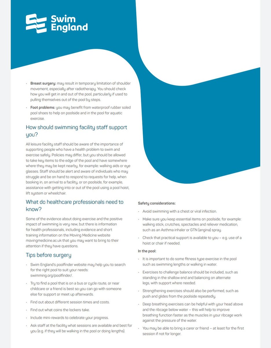 Please share: Our fab @Swim_England info on preparing for #surgery! 'People who exercise before+after surgery have fewer complications and shorter stay. #Swimming may be best if leg/back probs or obesity. Waiting list is preparation list' swimming.org/swimengland/sw… @VersusArthritis