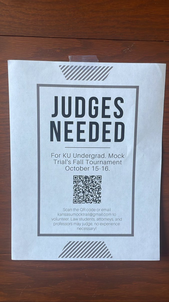 Judges needed for our home mock trial tournament October 15-16! Alumni, Lawyers and Law students are all welcome to judge! 

docs.google.com/forms/d/1QSB3O…