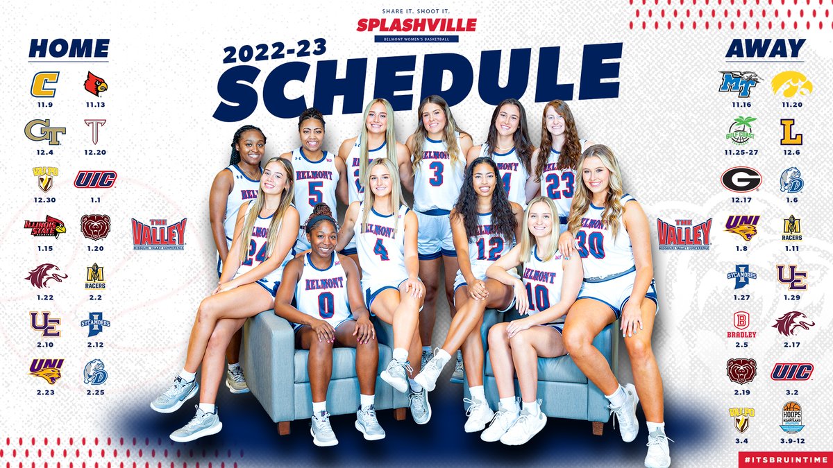 𝐈𝐂𝐘𝐌𝐈

Bruins' 2022-23 schedule is 𝙩𝙤𝙪𝙜𝙝 😤

🗓 👉 bit.ly/3Lz8hr4

𝙏𝙞𝙭 🎟 | BelmontBruins.com/Tickets

#ItsBruinTime | #Splashville