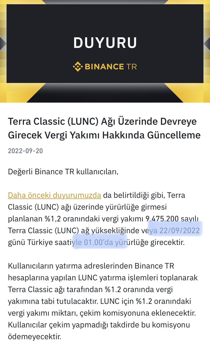 SinanAYDINHAN's tweet photo. #Binance  #lunc yakimina saatler kaldı bakalım #lunc un %50 sine sahip #lafta #Crypto #borsaları arasında bir numara olan #Binance ın etkisi olacakmı https://t.co/VmTslk8HsA