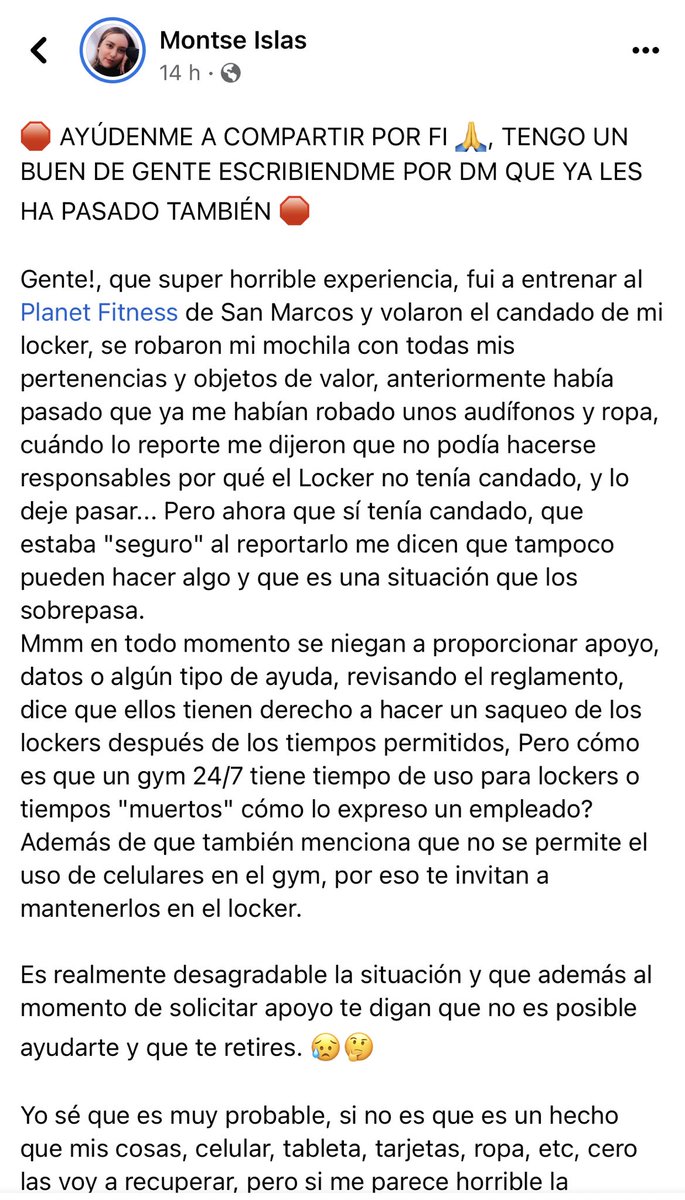 iFrecch's tweet photo. @IslasMantilla 
Necesitamos que @planetfitnessmx se hagan responsables https://t.co/RXhMCZivCM
