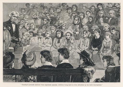 sciencevr's tweet image. Michael Faraday was giving a talk with live demos of science experiments to the general public (including women and children) in the mid 19 century. Happy Birthday to Faraday (born Sep. 22, 1791)!