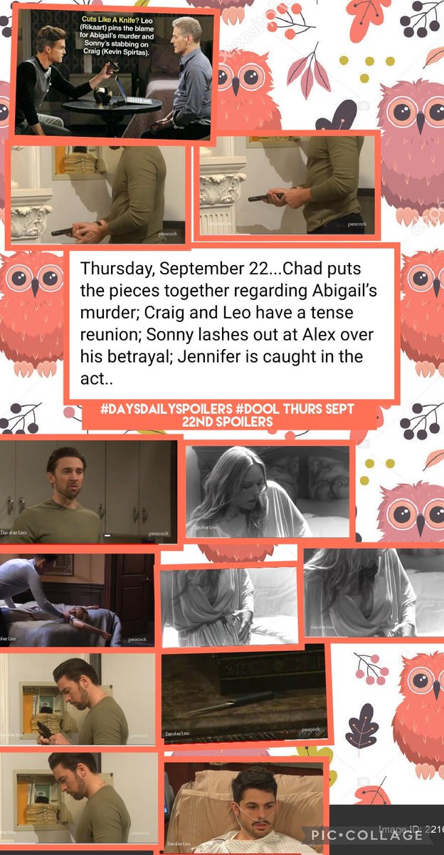 #daysdailyspoilers #dool Thurs Sept 22nd spoilers Im guessing on the pictures. @iheart_Sonny @pmekame @ChrisBedell @Lisa74033050 @UltraHottie2000 @CarlaJeanSheph1 @robwade91225 @Hannahdelahant4 @kigger14 @DianaSulahian @dana49486198 @DanaSpring4 @LizPierce75