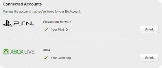 Linking your platform accounts to your EA Account