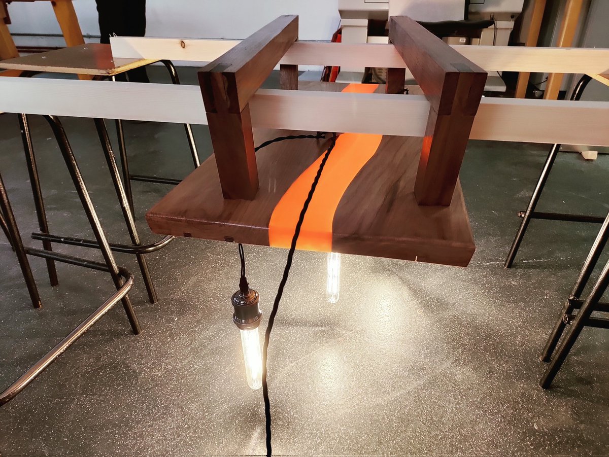 RCMTWCS's tweet image. One of the Construction studies projects from last year. Hand joints with a modern epoxy twist. Sad to see it leave the school.