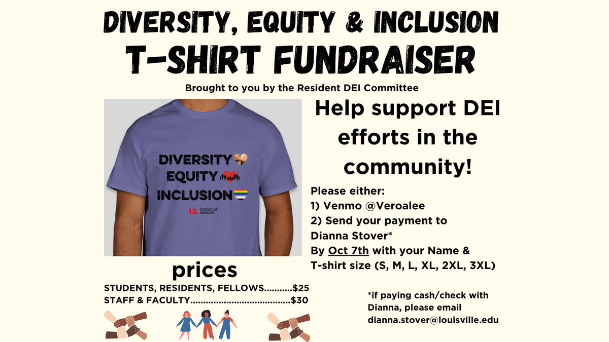 Now through October 7, you can participate in the Pediatrics Residency Diversity, Equity, and Inclusion committee's T-shirt fundraiser in an effort to raise funds for community-related DEI activities!