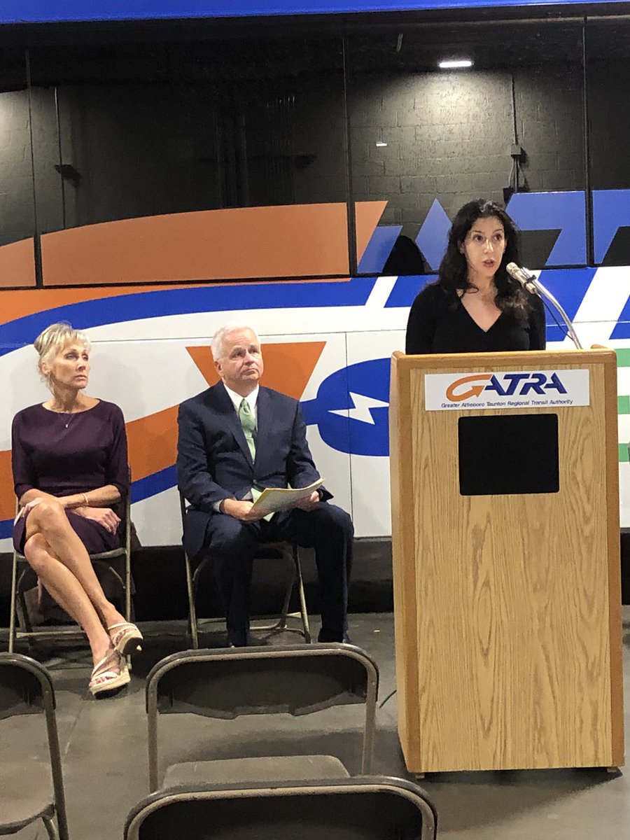 MassDOT's tweet photo. Today in #Taunton #MassDOT rail and transit administrator Meredith Slesinger joined @MassDEP and GATRTA for a #MAClimateWeek event celebrating the $22 Million for Regional Transit Authorities across the state. https://t.co/SqNh95cT7i