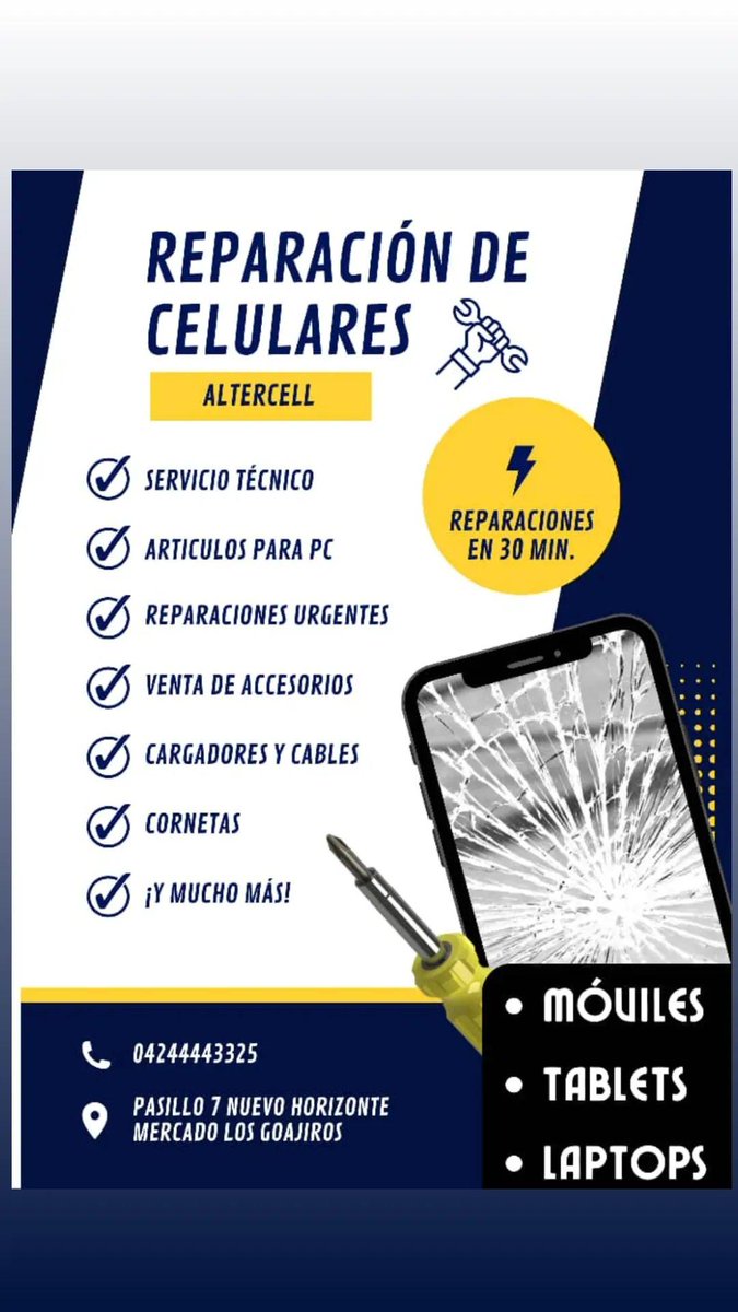 Areugih's tweet photo. Servicio técnico de equipos celulares y computadoras, venta de accesorios y más.

#ServicioTecnico #Telefonia #Electronica #Accesorios #Hardware #Software #ValenciaVzla https://t.co/EpxlOMAkbi