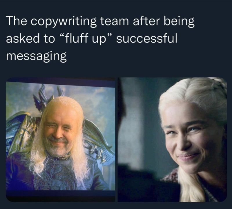 Same reaction to being told to make it ‘pop’. We're dying inside.