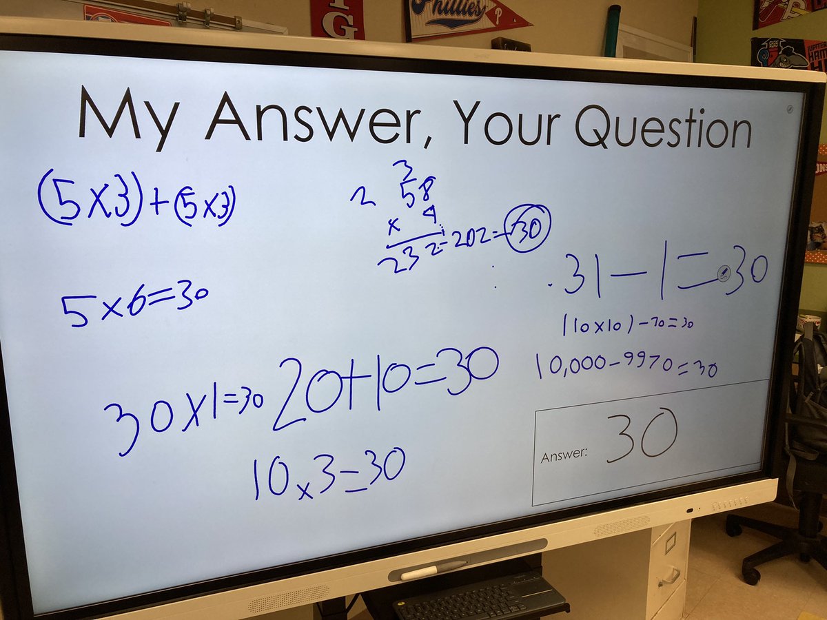 MrBeattyMPE's tweet photo. Currently our favorite dismissal #math activity: my answer, your question. What are some of your favorite quick math activities you like to maximize learning for a few minutes? https://t.co/lEuJXFT4o6