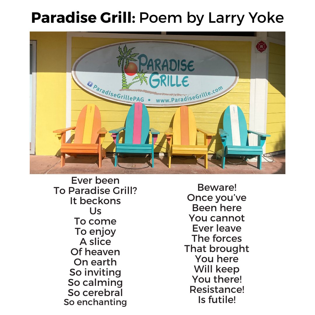 larry_yoke's tweet photo. Went for a beach walk this morning and came across this innocent charming place. Little did I know, that once you visit, you can never leave!
Why would you want to?
Read my poetry chapbook “The Long And Short of It”: https://t.co/Xo3dpob6Y8
#Poetry #FloridaPoet #Paradise https://t.co/2MLynRtVjB