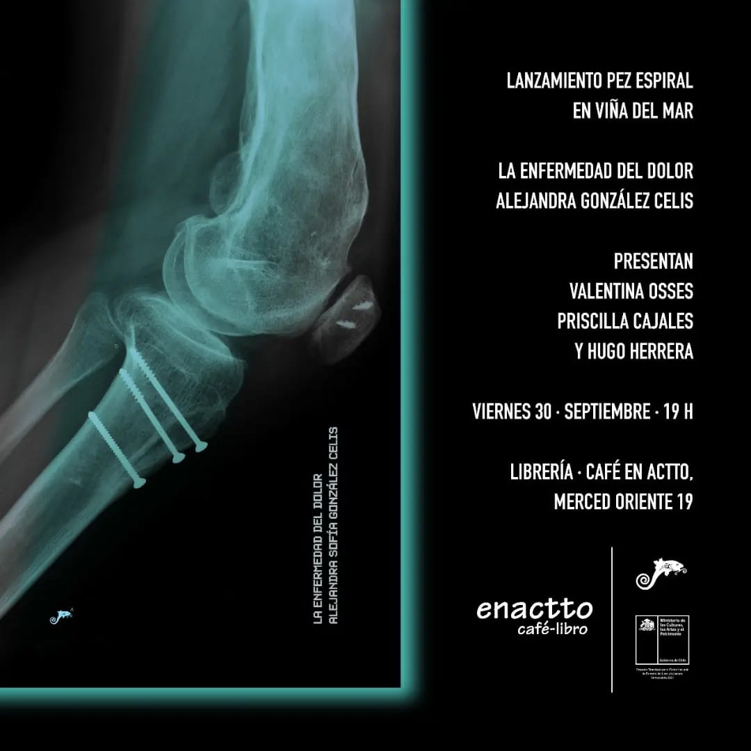 Segundo #lanzamiento La enfermedad del dolor de <a href="/ale_gonzale/">Alejandra S. González Celis</a> en Viña del Mar.🔹️Presentarán Valentina Osses, Priscilla Cajales y Hugo Herrera.🔹️Viernes 30 de septiembre a las 19:00 en Librería-Café Enactto, ubicado en Merced Oriente 19, esquina Agua Santa.
🔹️🔷️🔹️