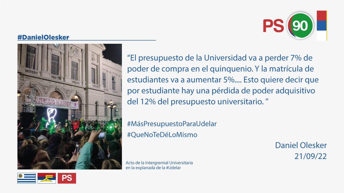 Socialistas90's tweet photo. 💬 El compañero @DanielOlesker sobre el presupuesto de @Udelaruy. El recorte daña a toda la sociedad en su conjunto.

#QueNoTeDéLoMismo 
#UdelaR
#DanielOlesker
#PartidoSocialistaDeUruguay
🟢🔴🔵⚪ https://t.co/CSh9yhujNl