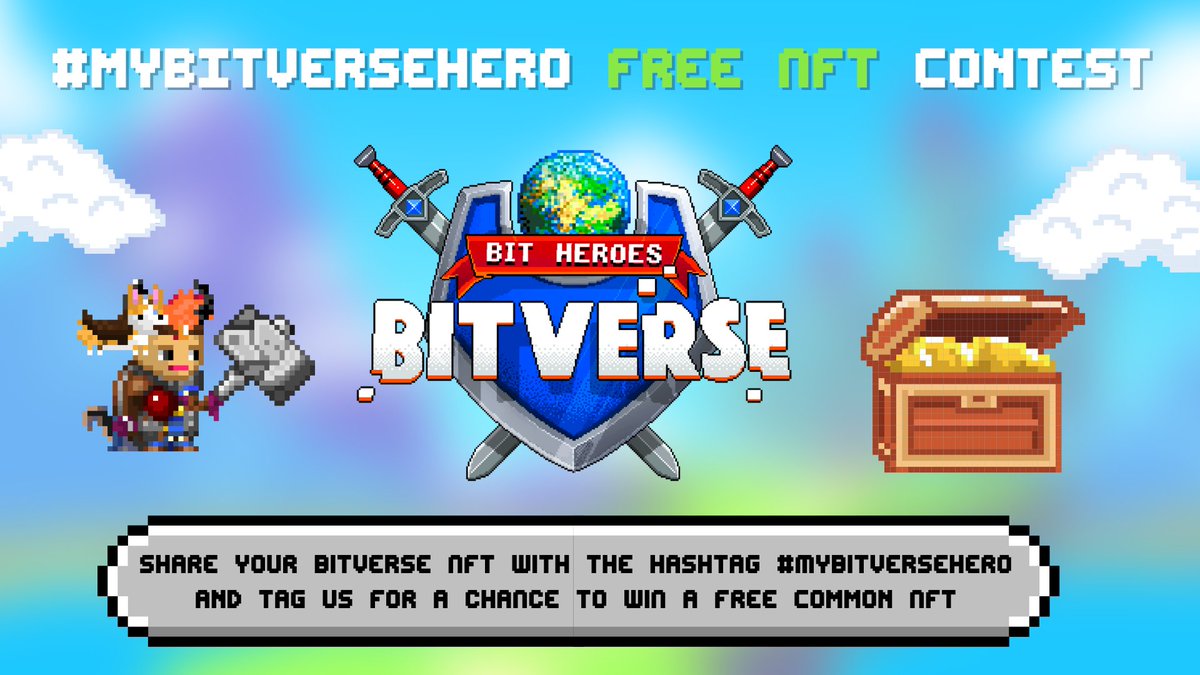 BHBitverse's tweet photo. ๐ Happy Bitverse #NFTMint Day ๐
To celebrate, we are giving away a FREE COMMON NFT! ๐ฅณ
โก๏ธ To enter, just share your Bit Hero NFT on social with the hashtag #MyBitverseHero and tag us
We can't wait to see all of your Bitverse Heroes, so fire away! ๐ฅ
#Presale #NFTsales https://t.co/jyTV5VefDW