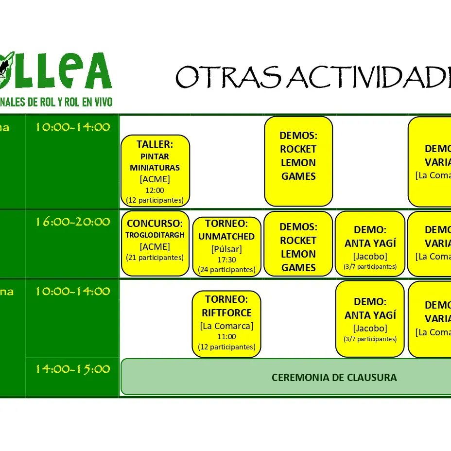 Ya tenéis disponible el horario de nuestras IV TROLLEA.

Si queréis saber más sobre nuestras actividades visitar nuestra web
 sites.google.com/view/jornadas-…

Os esperamos a todos el 1 y 2 de octubre en este gran evento

#trollea #rolespaña #rev #rolenvivo #rolmesa #jornadas #torrevieja