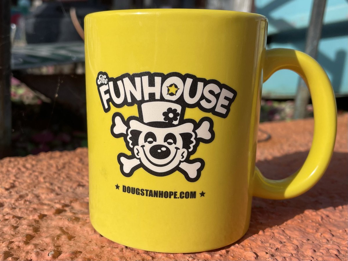 Egglester's tweet photo. Hey, check out our new #Funhouse mugs at the @DougStanhope store.  https://t.co/VByAZKrF6I artwork by Squeaky Tiki @Acme_Tiki ! https://t.co/5eHb3FEDzN