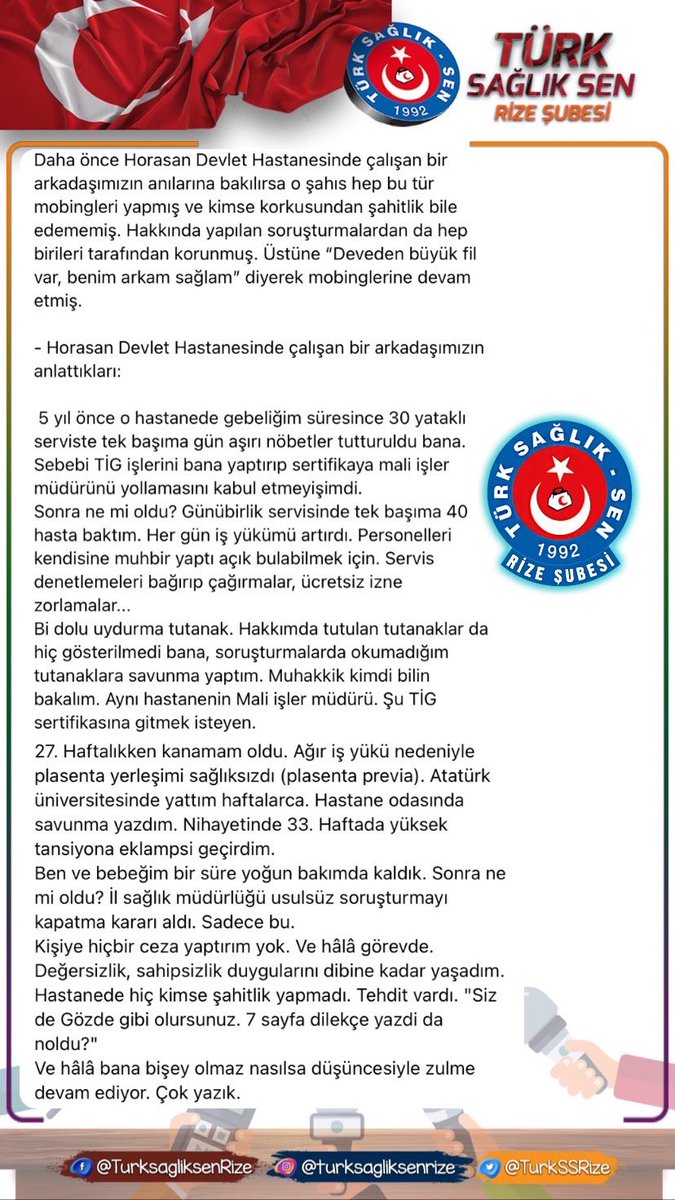 TurkSSRize's tweet photo. Daha önce Horasan Devlet Hastanesinde çalışan @gozde_hemsire arkadaşımızın yaşadıkları bu şahsın o koltukta bir dakika dahi bulunmaması gerekliliğini göstermektedir. Yaşanılan olaylardan dolayı büyük üzüntü ve nefret doluyuz. #SaglikciyaKirbac #Erzurum https://t.co/IC9SOBu2Fy