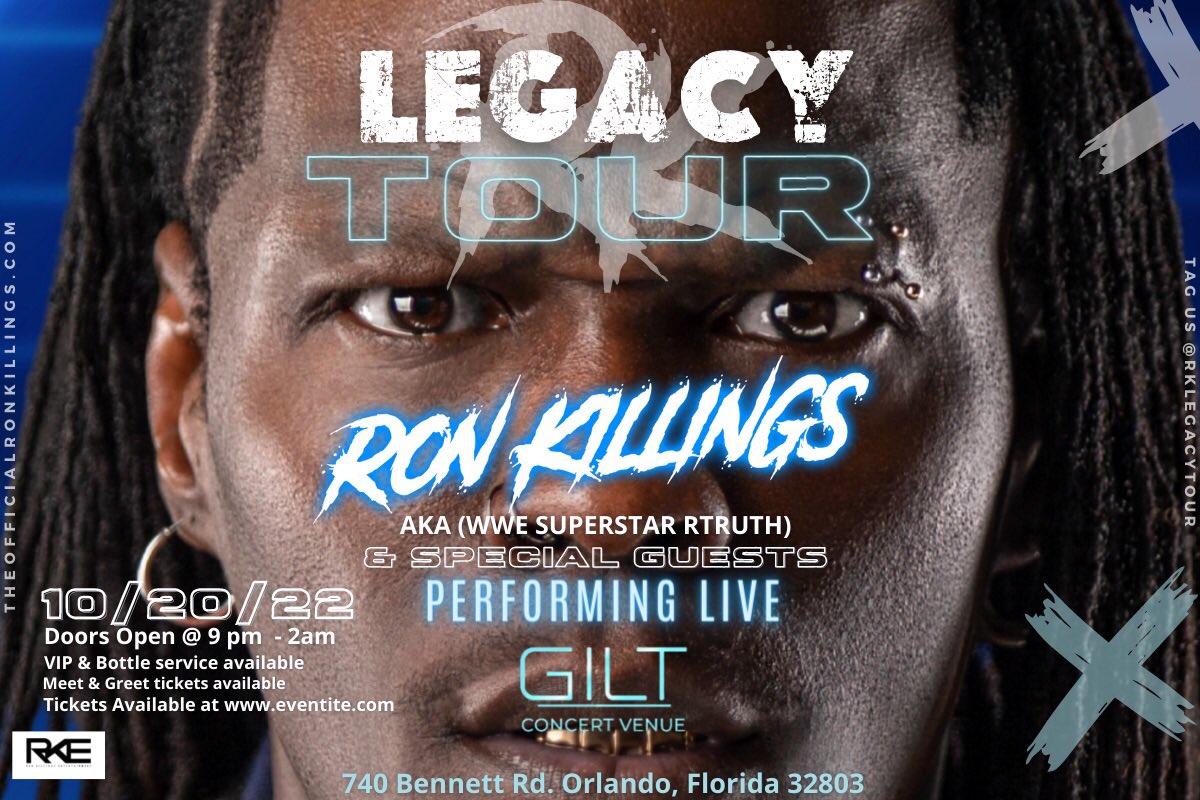 JTRX44's tweet photo. #Orlando Fl we’re on the way! 10/20 The Official RK Legacy Tour feat. @ronkillings & special guests🔥💥Get your tickets Now! I wanna see everybody pull up 🔥 https://t.co/bgQNiVCybn #ronkillings #rtruth #wwe #barnyardflexin #legacyep #legacy #respect #giltnightclub https://t.co/33WuIdnbxv