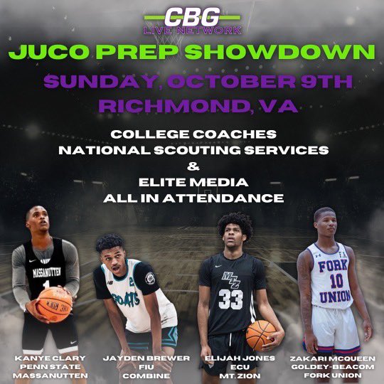 📢 Juco / Prep / Private Showdown 🔥 🗓 10/9/2022 📍 Richmond, Va 👀 College Coaches confirmed to attend 📝 Evaluatoes 🎥 rolling 🖥 Game Film Available Schools able to put this on their scholastic calendar ! Division ones will be in attendance 💨