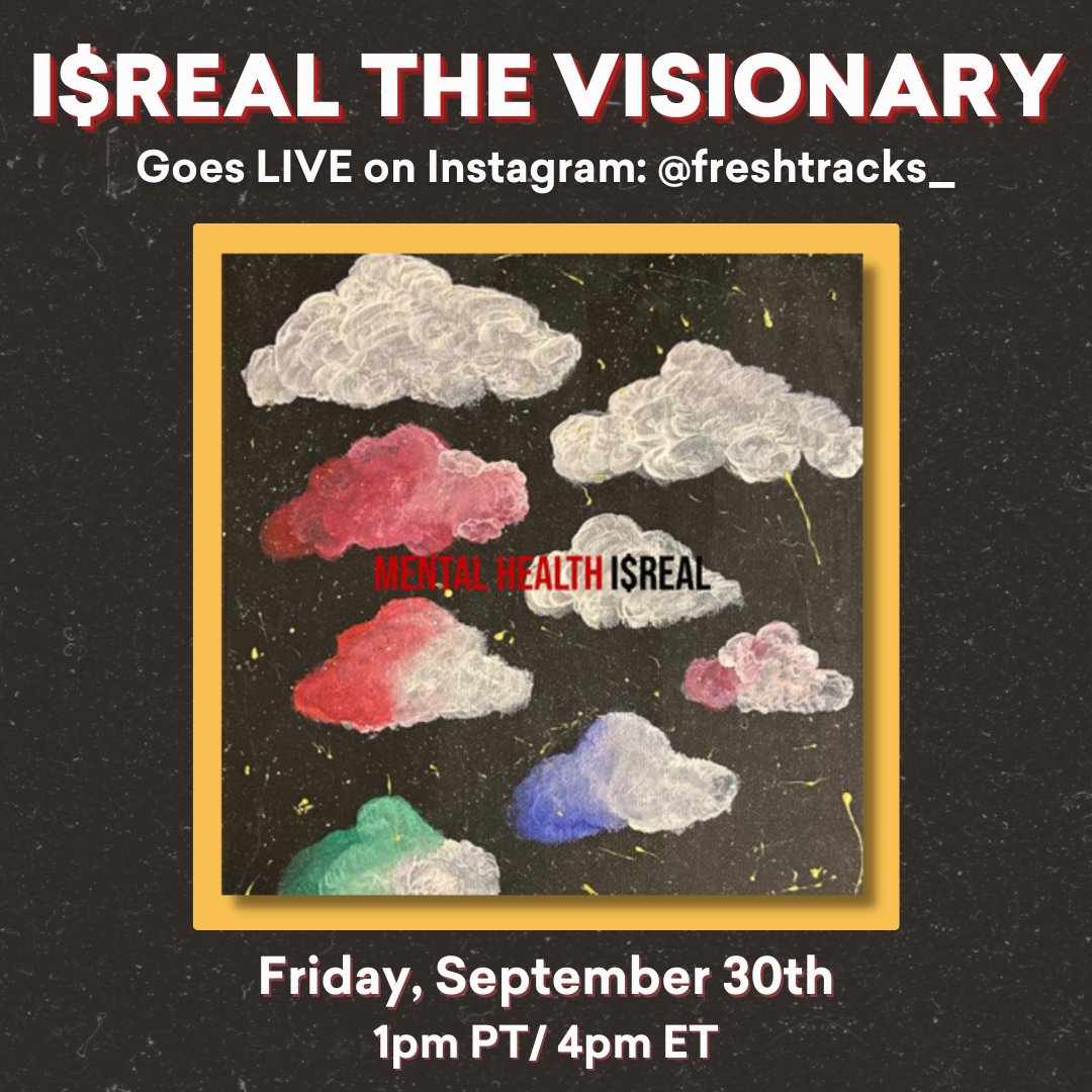 Save the Date: On Sept. 30th at 1pm PT/ 4pm ET, I$REAL will be performing his new track 'Mental Health' on our Instagram Live— follow @freshtracks_ and turn on notifications to get a reminder. We hope you'll tune in!