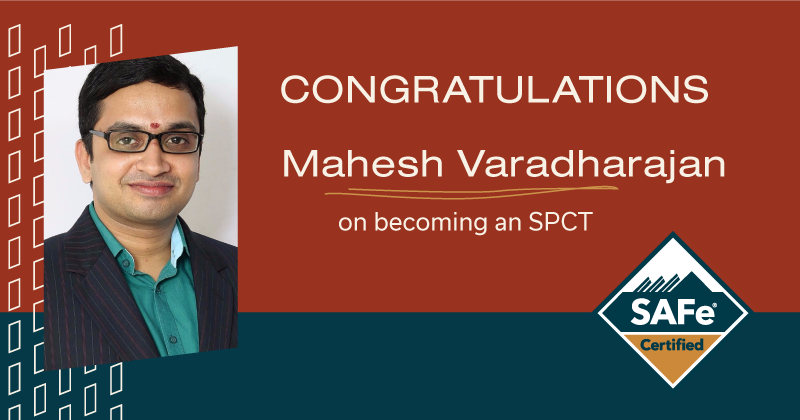 ScaledAgile's tweet photo. Congratulations Mahesh Varadharajan on becoming an SPCT!
#certification #SAFecertification #scaledagile #safetrainer #safecoach https://t.co/Ms1ZwFokxE