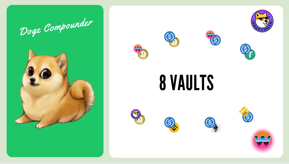 DogeCompounder's tweet image. 8 Vaults from @wojakfi just landed on dogecompounder.dog ! 💵💰

Amazing APYs on these brand new farms, up to 50k% APY on Stablecoins LPs BUSD/USDC 🔥😍💸
Get your LP Tokens on wojak.fi and make them work on @DogeCompounder !

#DC #DogeChain @DogechainFamily
