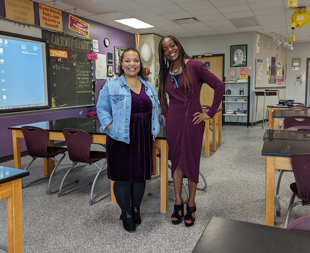 petrie_simone's tweet photo. Great partnerships start with showing up to teach a PD in a matching purple...not planned. #wearewayne https://t.co/vnGnP9yov8