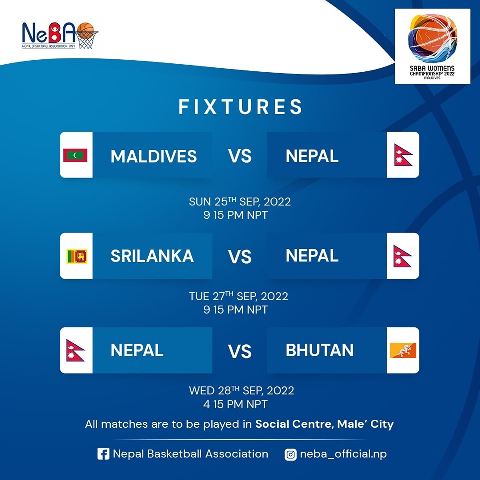 NepalBasketball's tweet photo. Best of luck to Nepal Women's #basketball team for upcoming SABA Women's Championship 2022. https://t.co/inpKc25doq