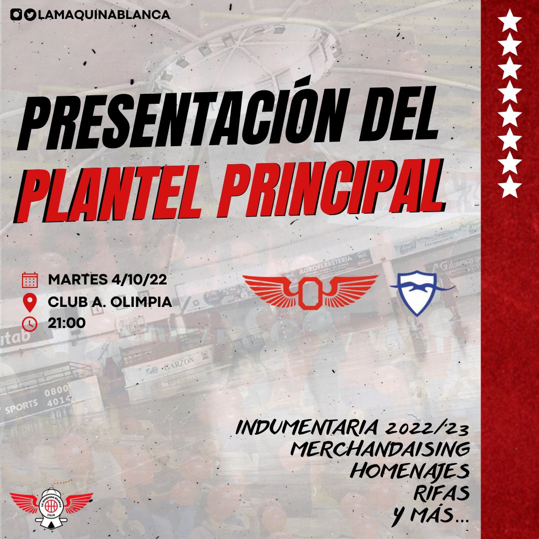 𝘗𝘳𝘦𝘴𝘦𝘯𝘵𝘢𝘤𝘪𝘰́𝘯  𝘱𝘭𝘢𝘯𝘵𝘦𝘭 𝘱𝘳𝘪𝘯𝘤𝘪𝘱𝘢𝘭 𝘓𝘜𝘉 2022-23 
Se dara inicio a la próxima temporada y a la LSB.
•Presentacion camiseta 2022-23 👕
•Homenaje por los 50 años a los  tricampeones 🏆
Y más..
 🎟️Entradas en venta próximamente 
#OlimpiaSomosTodos 🔴⚪