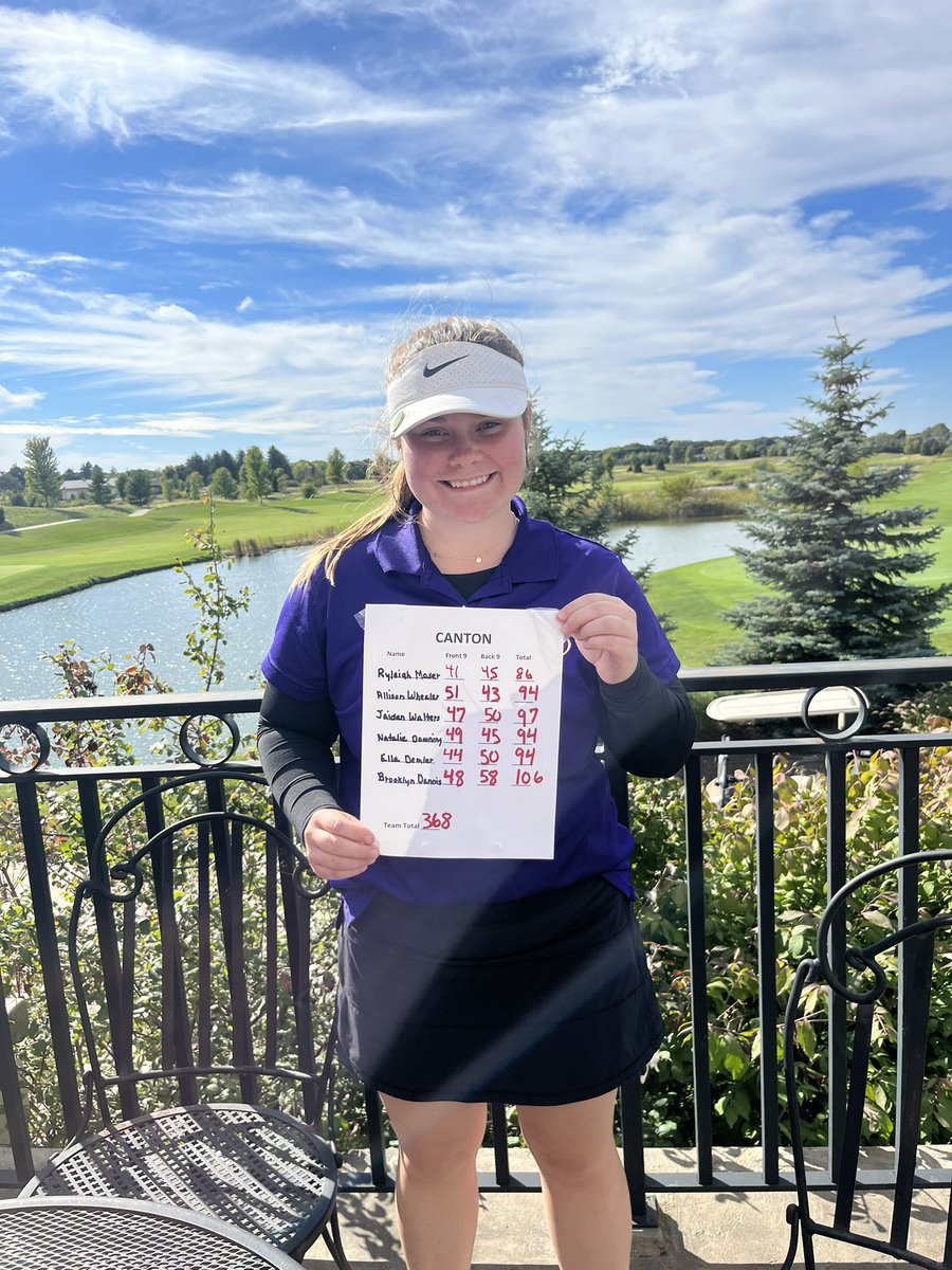 CantonGirlsGolf's tweet photo. Mid Illini conference tournament today at Metamora fields. We placed 4th as a team with a score of 368. Ryleigh Moser tied for 6th with a score of 86. https://t.co/mGvWIQNHEz