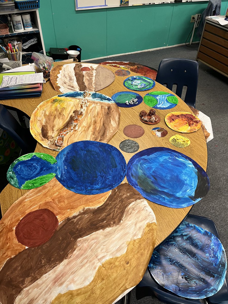 MrsWilson_Leads's tweet photo. Check out this multidisciplinary lesson our 4th grade STARS⭐️ participated in today!  Science research on a planet, ELA sensory details, and arts integration w/ a focus on texture and value within the painting for the win!  @MoreheadStars @GCSArts @littleartgcs @SZendle @Mrs_T77 https://t.co/WgjfPl1bNa