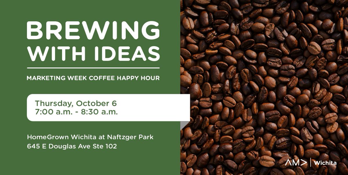 Join us for caffeine and conversation with other local marketing pros as we celebrate Marketing Week!
Tickets: eventbrite.com/e/brewing-with…