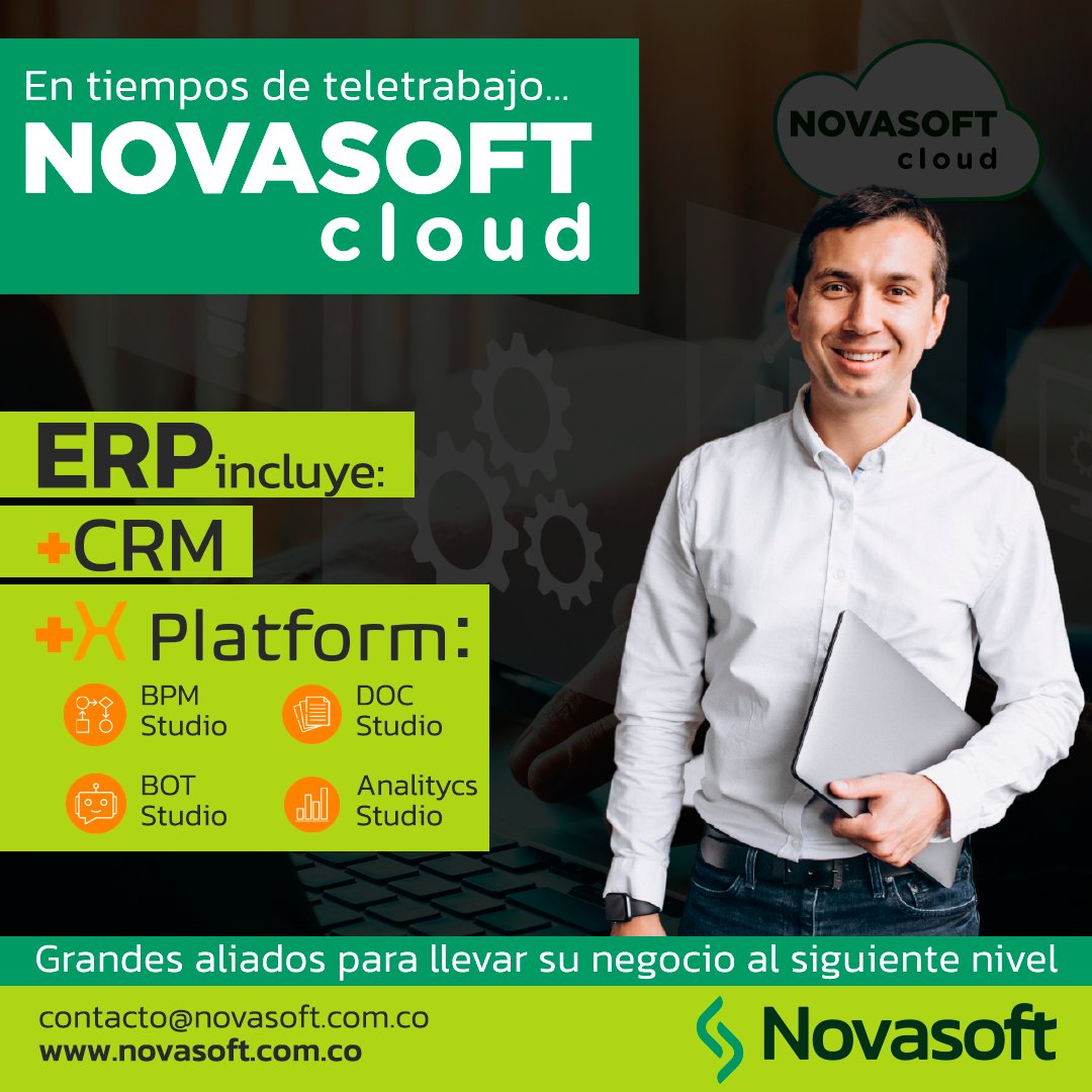 Novasoft_Col's tweet photo. En tiempos de teletrabajo #NovasoftCloud

Una solución donde puede registrar y consultar su información en línea, ahorrando tiempo en los procesos. Administre todas las áreas de su empresa, en cualquier momento y desde cualquier lugar

👉🔗https://t.co/isEbTlDwXT https://t.co/yrYnLoCI7S