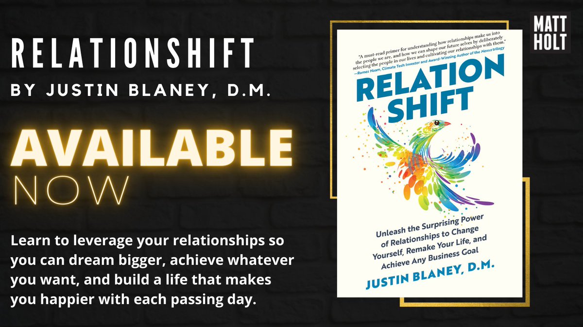 MattHoltBooks's tweet photo. HAPPY PUB WEEK to @justinblaney's RELATIONSHIFT—now available wherever books are sold. 

Get your copy right here: https://t.co/AejXFM9x4p

#MattHoltBooks #Relationshift #GoodBooksAreGood https://t.co/n9eq39pPJo