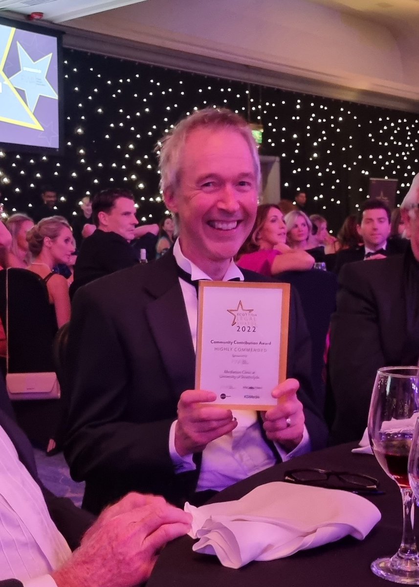 Delighted to win the Highly Commended Community Contribution award <a href="/LegalAwards/">Scottish Legal Awards</a>.  Well done everyone.

<a href="/lawstrath/">Strathclyde Law School</a> 
<a href="/CharlieIrvine/">Charlie Irvine</a>
<a href="/UniStrathclyde/">University of Strathclyde</a>