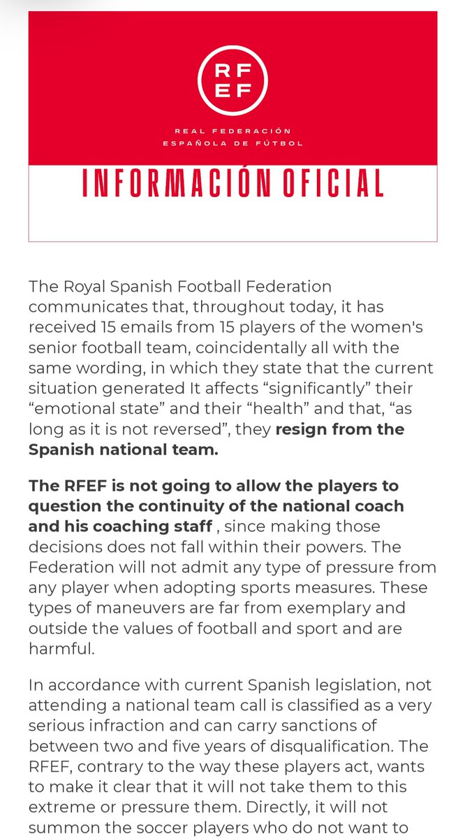 RichJLaverty's tweet photo. Quite the response from the RFEF, who are having none of it. https://t.co/Uvicy5gHir