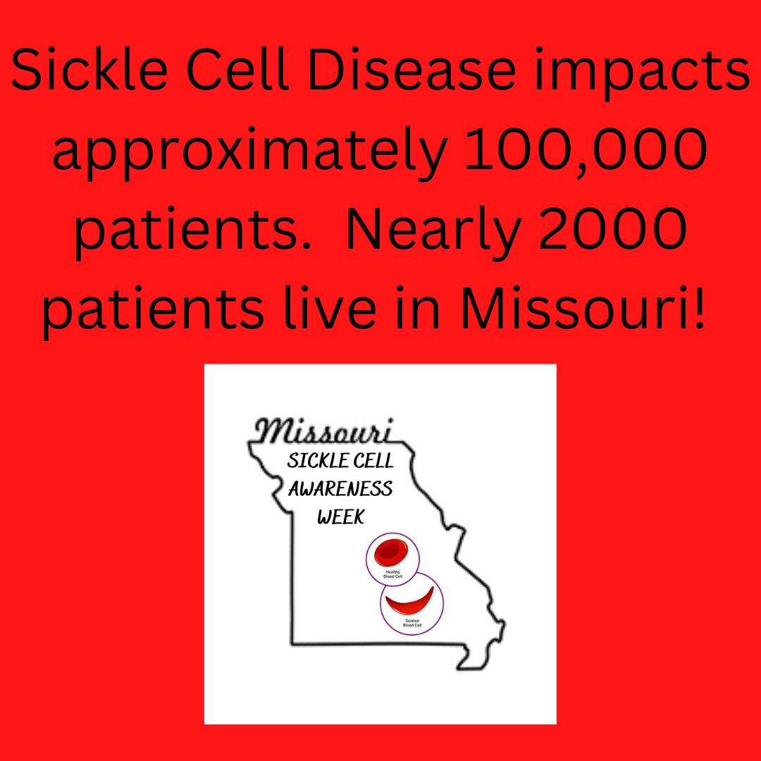 UEOSickleCell's tweet photo. MO Sickle Cell Awareness Week! Awareness is key for everyone in order to advance science, medicine and treatments for all patients! #sicklecellmidwest #KnowMoSCD #sicklecellawareness #MOLeg https://t.co/yOrpGJX079