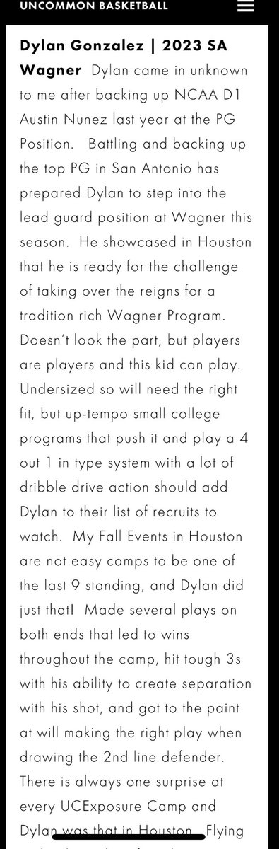 Coaches <a href="/DylanGonzalez1_/">Dylan</a> will be out this Saturday for the <a href="/TexasHoopsGASO/">TexasHoops/GASO 🔗</a> fall classic in SA!! Here’s what @UncommonBball thinks about this sleeper!!!