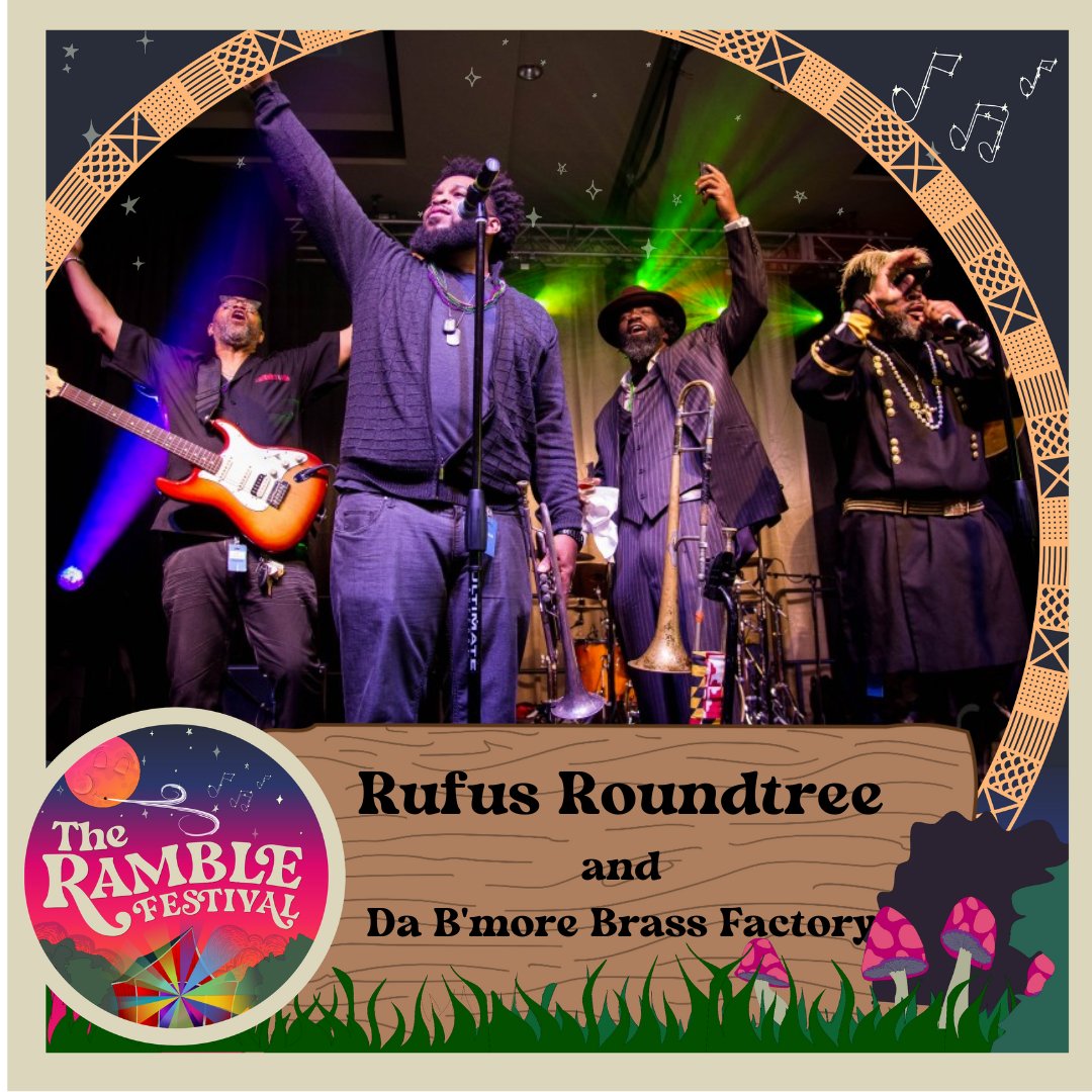 Lineup Announcement!
Sometimes the stars don't align, but still look beautiful. High and Mighty Brass Band won’t be able to make the Ramble, but not to fear - Rufus Roundtree and the B’more Funk Factory is kickin' it up a notch to keep the party going and the vibes a-flowin’!