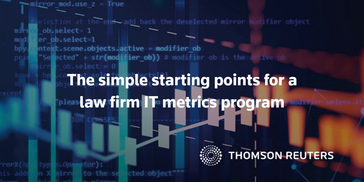 A recent survey found that nearly two-thirds of law firm IT departments use no metrics to measure their success, but there are many ways to change that. tmsnrt.rs/3SqB3ws

<a href="/wjjosten/">Bill Josten</a> <a href="/ILTANet/">ILTA - International Legal Technology Association</a> #LawFirms #LawTwitter #LegalTech #TRInstitute