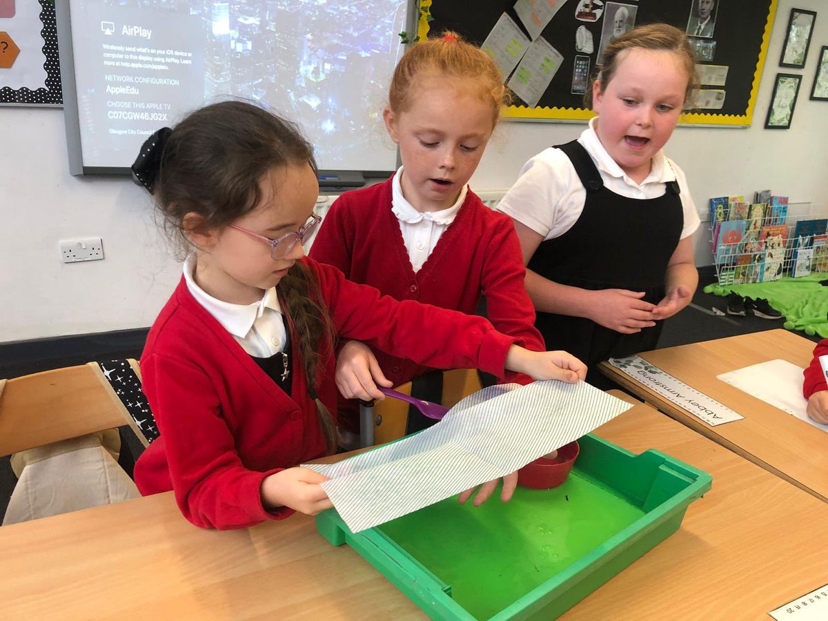 AntoninePrimary's tweet photo. Fantastic science experiments taking place in P4 as they investigate absorbency and record their results applying their knowledge of tally marks and charts to record their findings. #STEM #teamwork #mathsacrosslearning https://t.co/2l2E188nLY