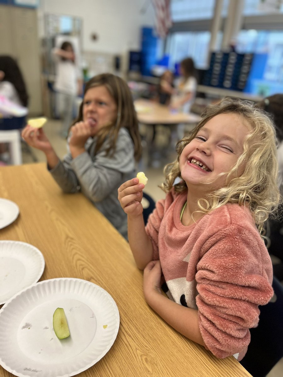 The many faces of apple taste testing.🍎<a href="/FLBulldogs/">Falls-Lenox Primary School</a> #fallfun #firstgrade #apples